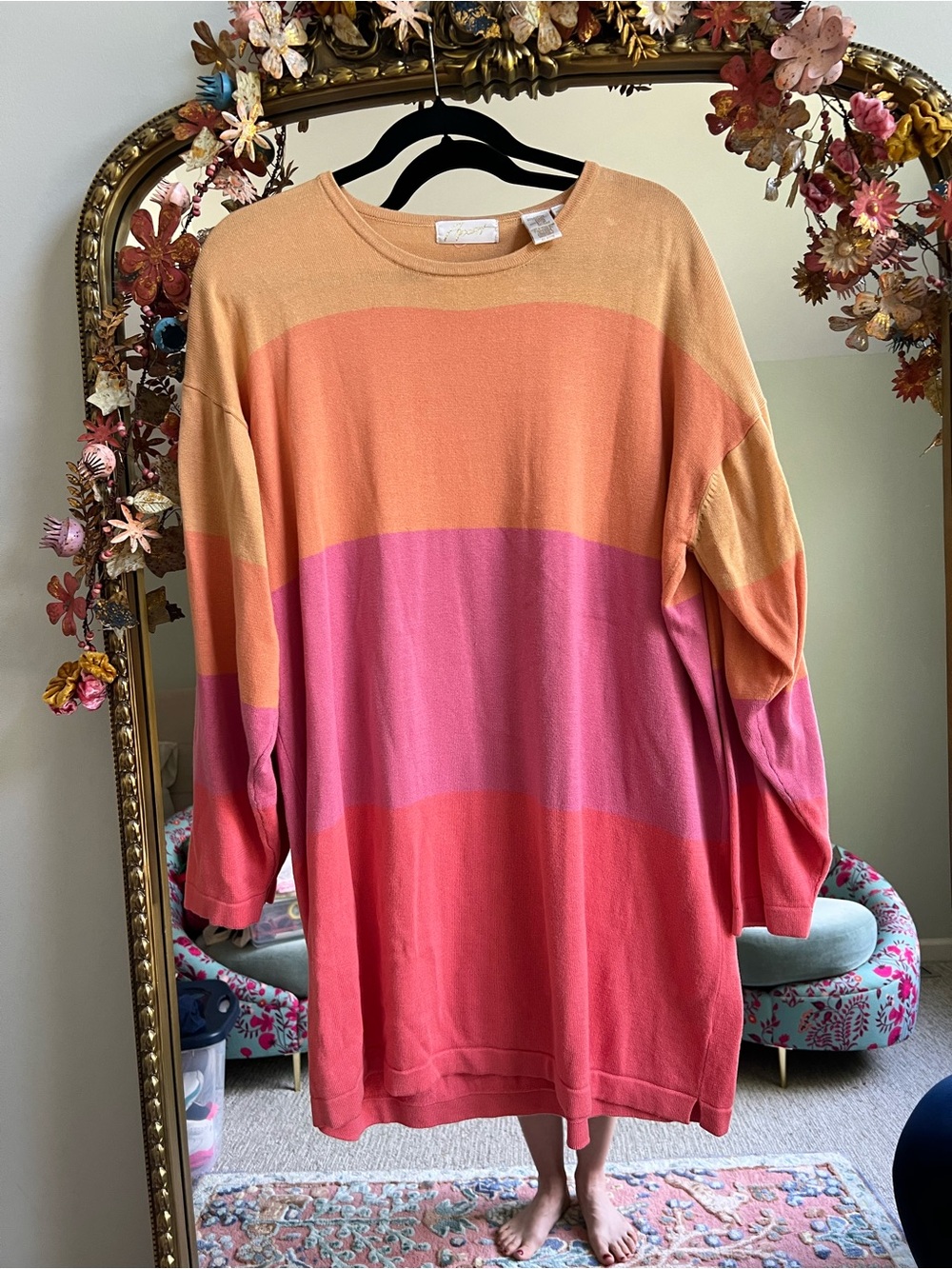 Vintage Knit Sweater - Soft Colorblock Hue